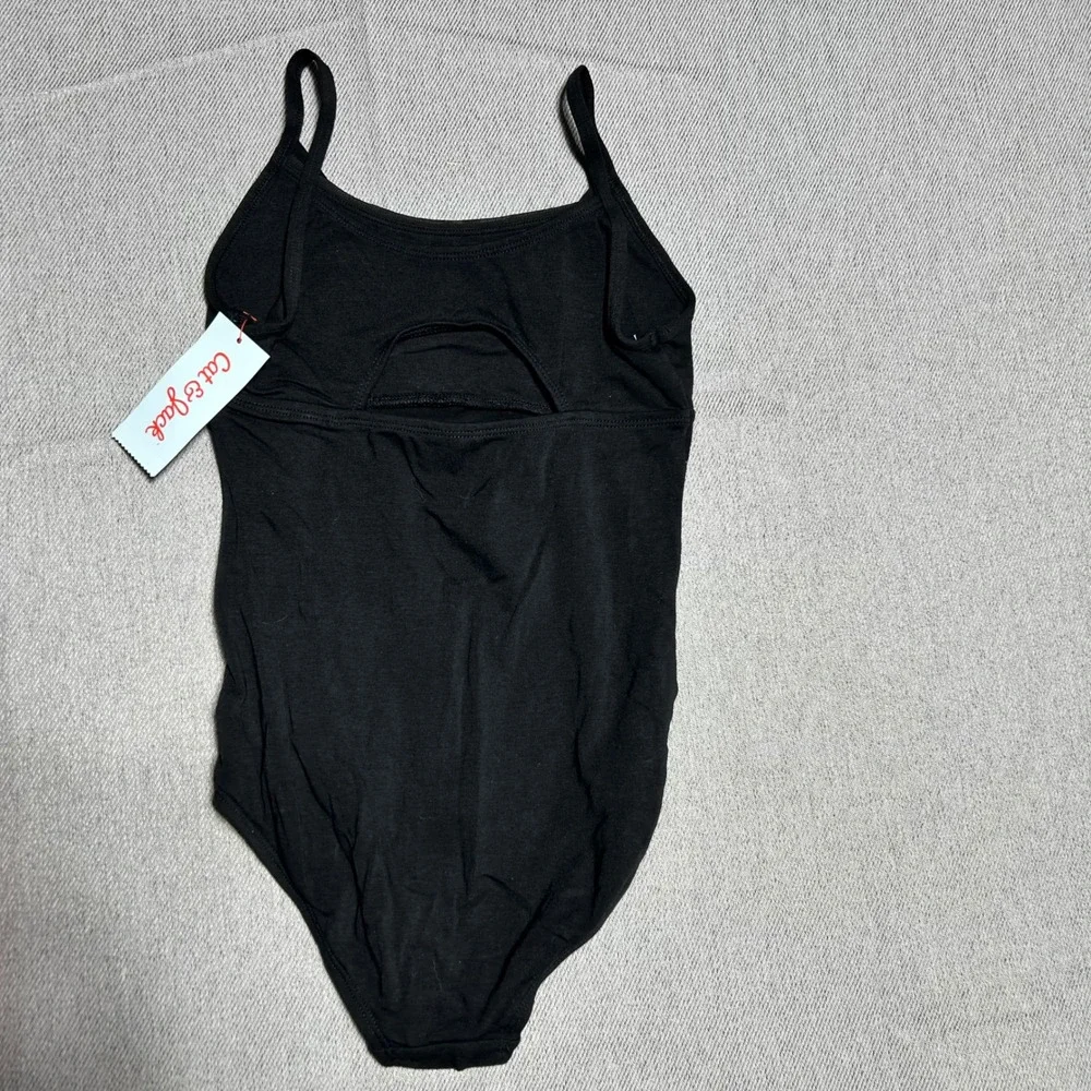 Cat & Jack Girls Dance Leotard L 10/12 Black Wrap Front Back Cutout NWT